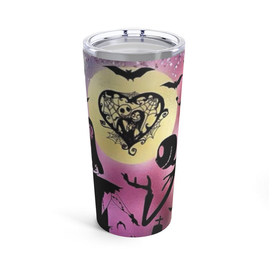 Jack and Sally, Skinny Steel Tumbler with Straw, 20oz