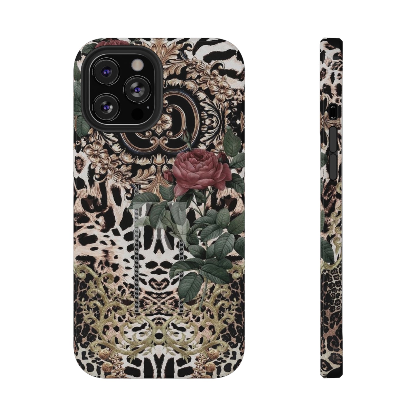 Rose Leopard Print Impact-Resistant Cases