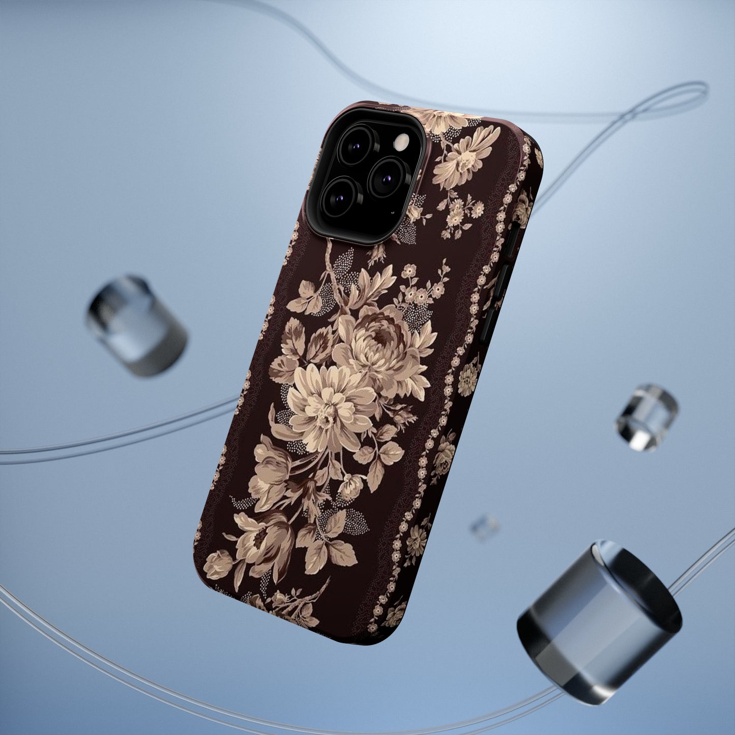 Cream Flower Print Impact-Resistant Cases