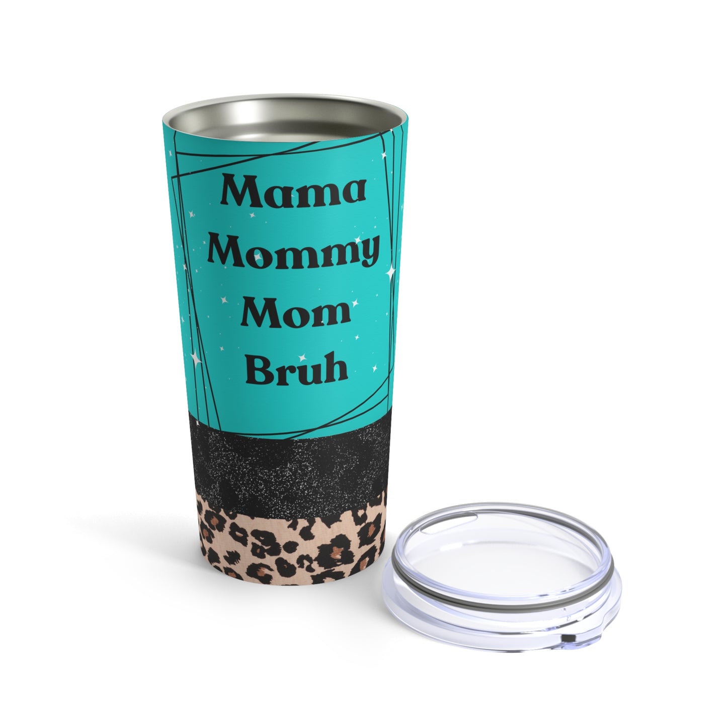 Mama Mommy Mom Bruh Print, Multi Colored Sunflower Print, Skinny Steel Tumbler with Straw, 20oz