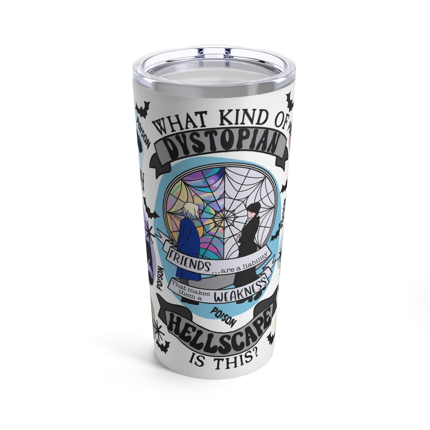 Wendseday Collage Skinny Steel Tumbler with Straw, 20oz