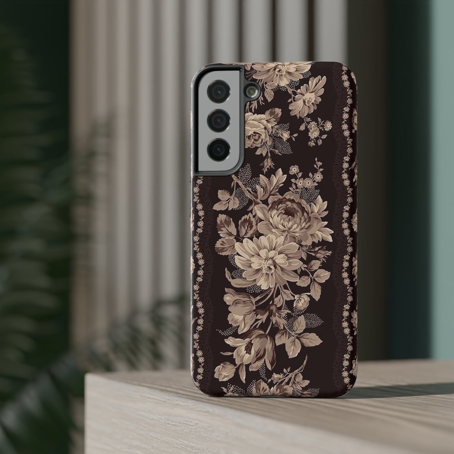 Cream Flower Print Impact-Resistant Cases