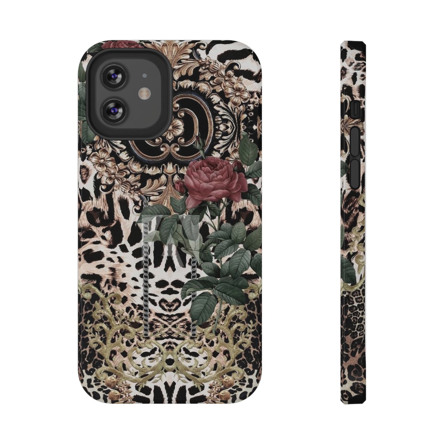 Rose Leopard Print Impact-Resistant Cases