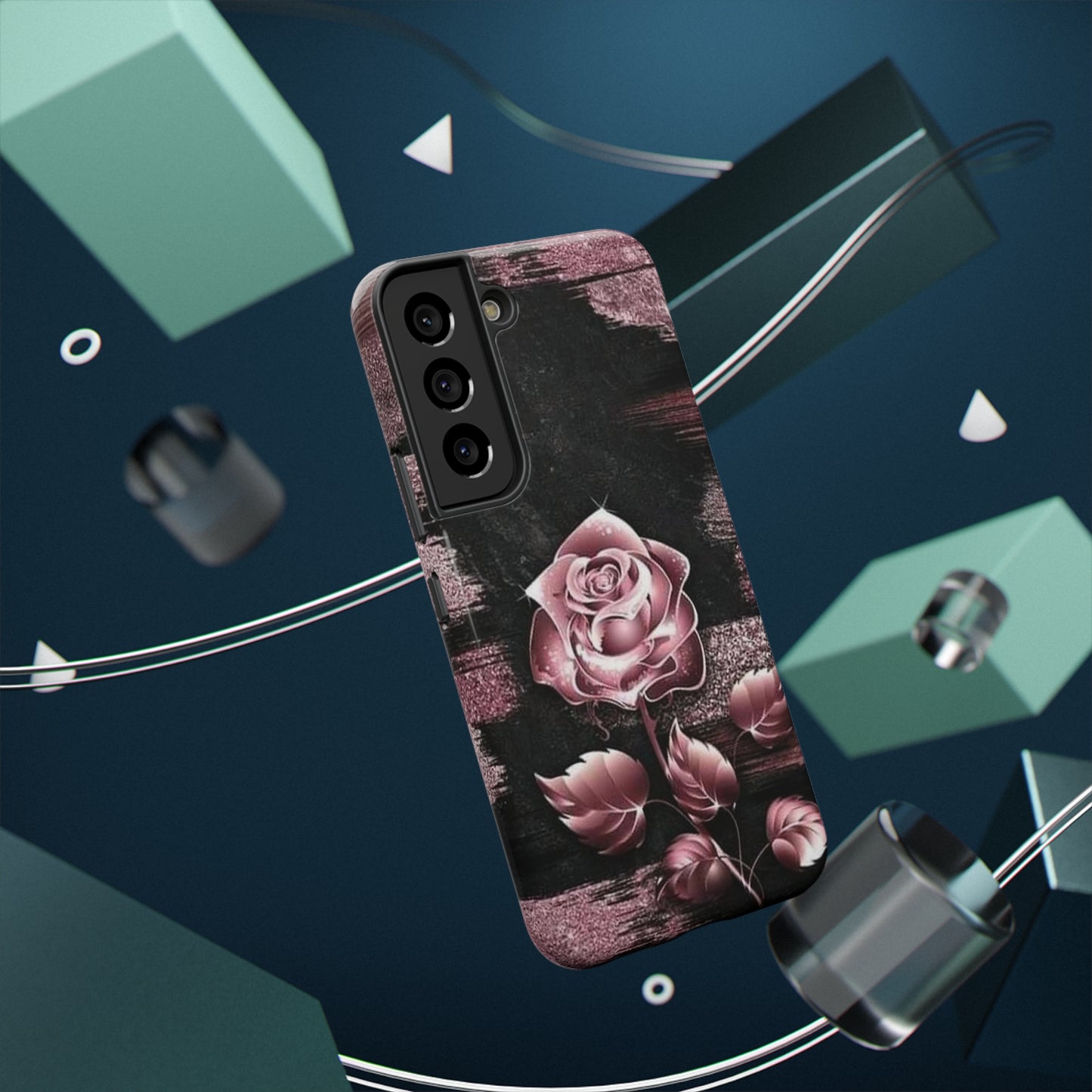 Pink Rose Print Impact-Resistant Cases