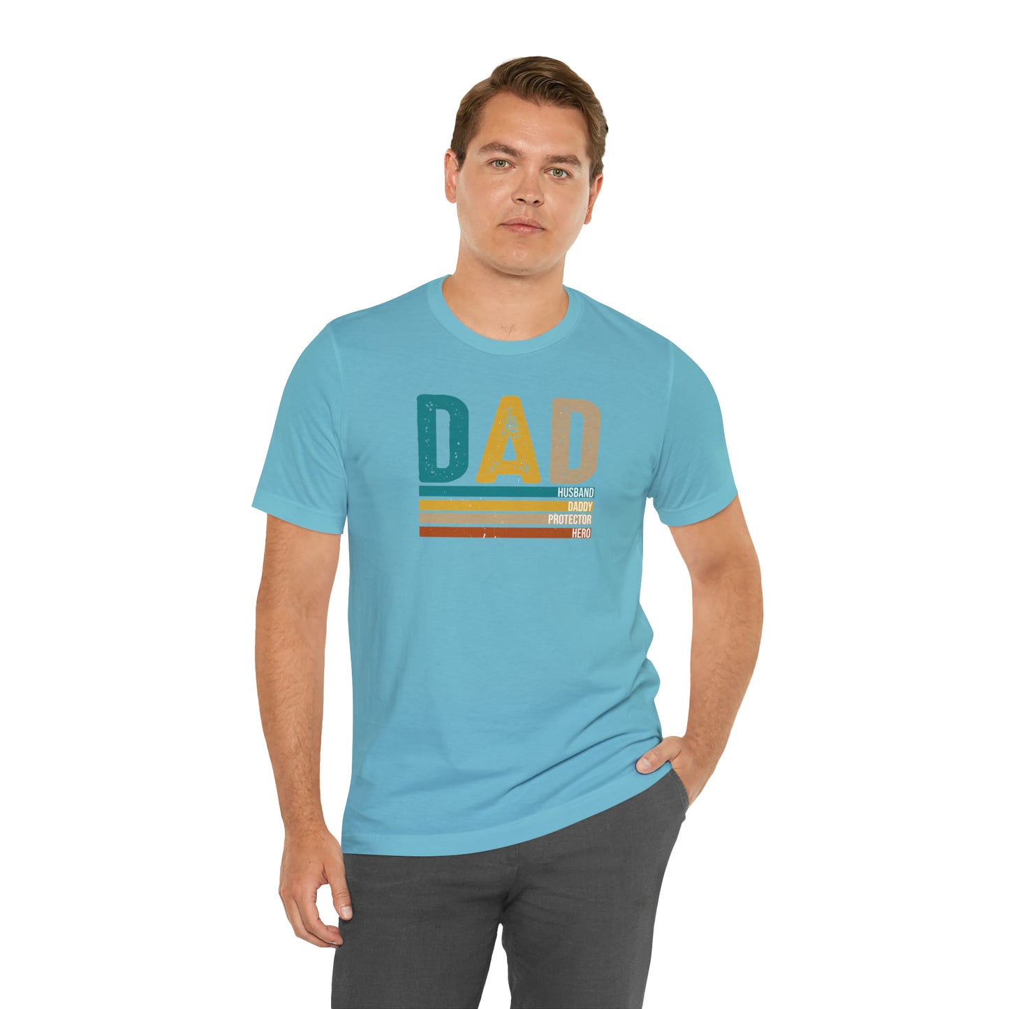 Dad, Husband, Daddy, Protector, Hero Print Jersey Short Sleeve Tee
