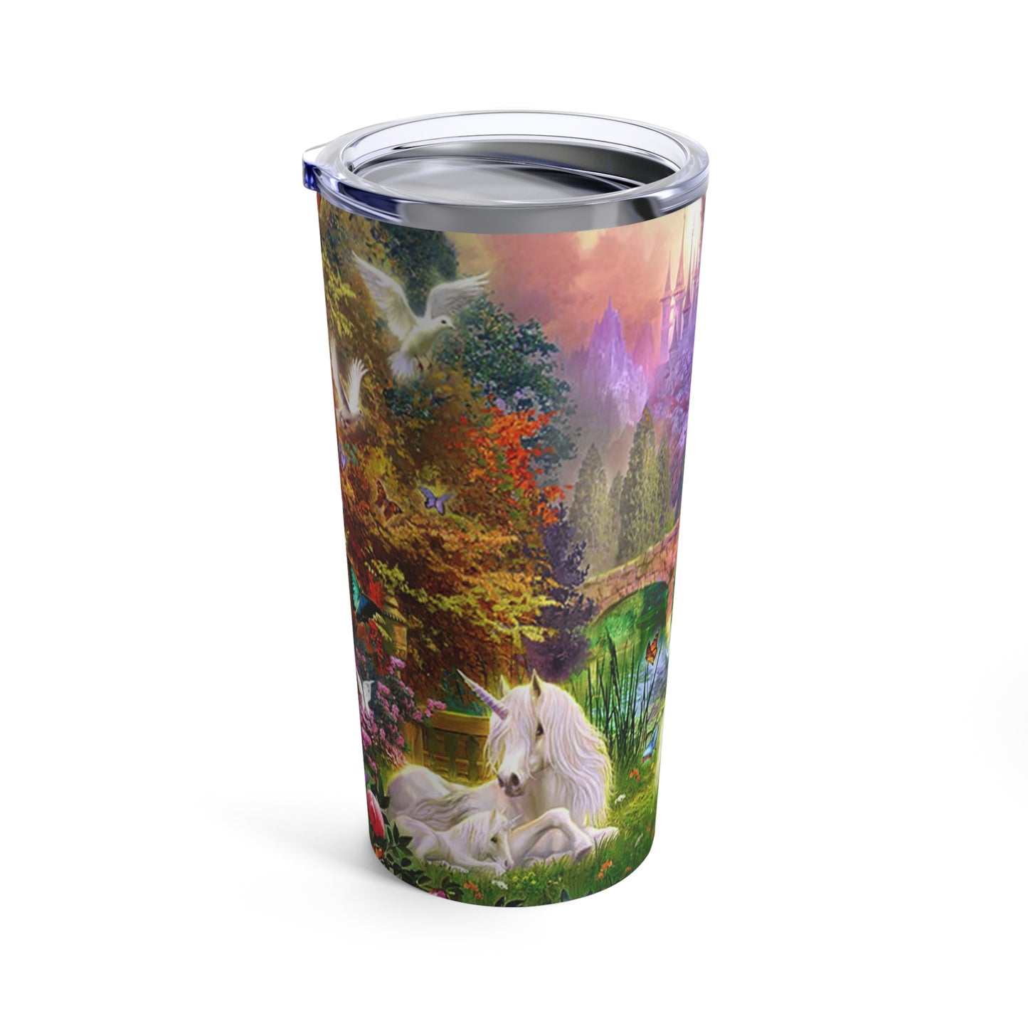 Mystical Unicorn Skinny Steel Tumbler with Straw, 20oz