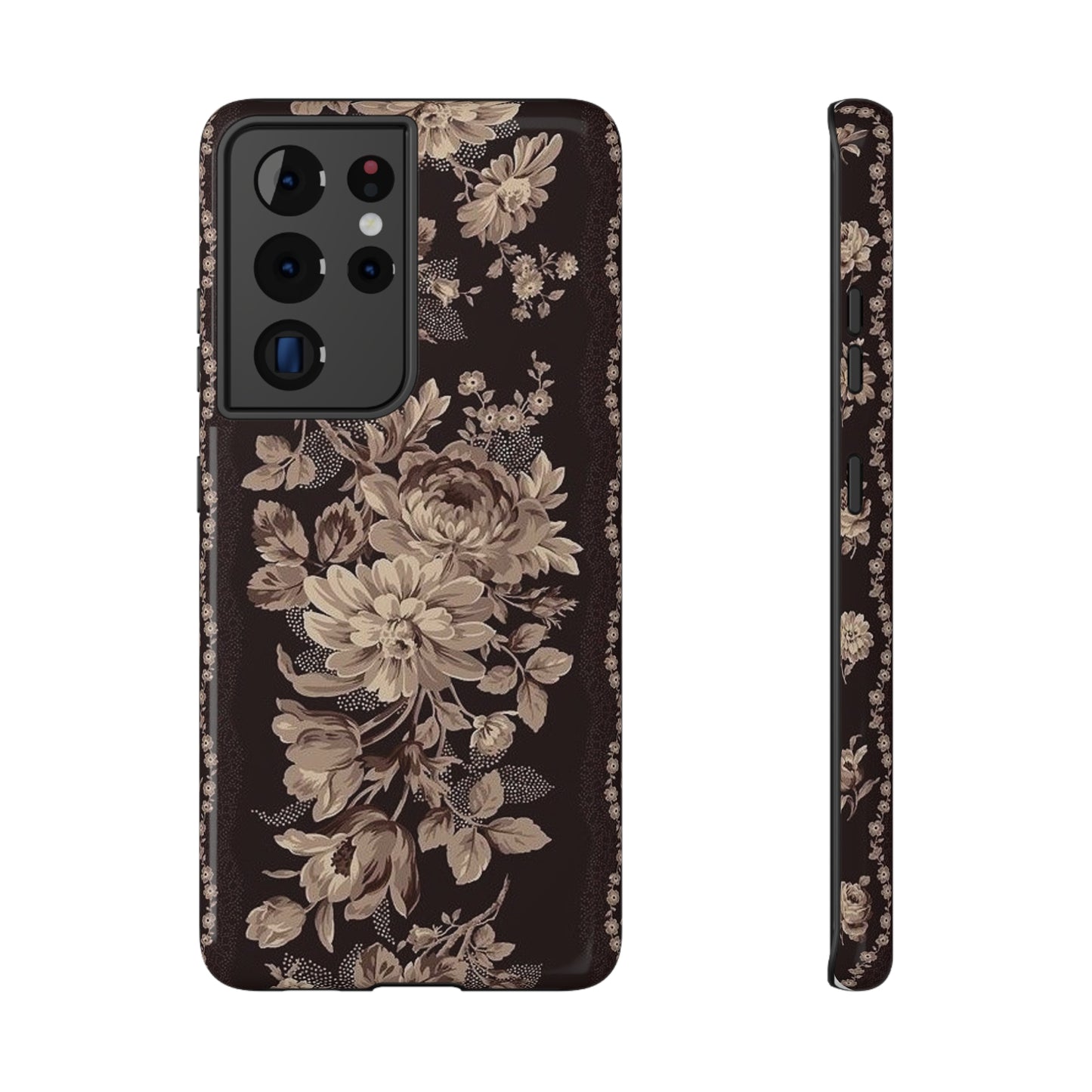 Cream Flower Print Impact-Resistant Cases