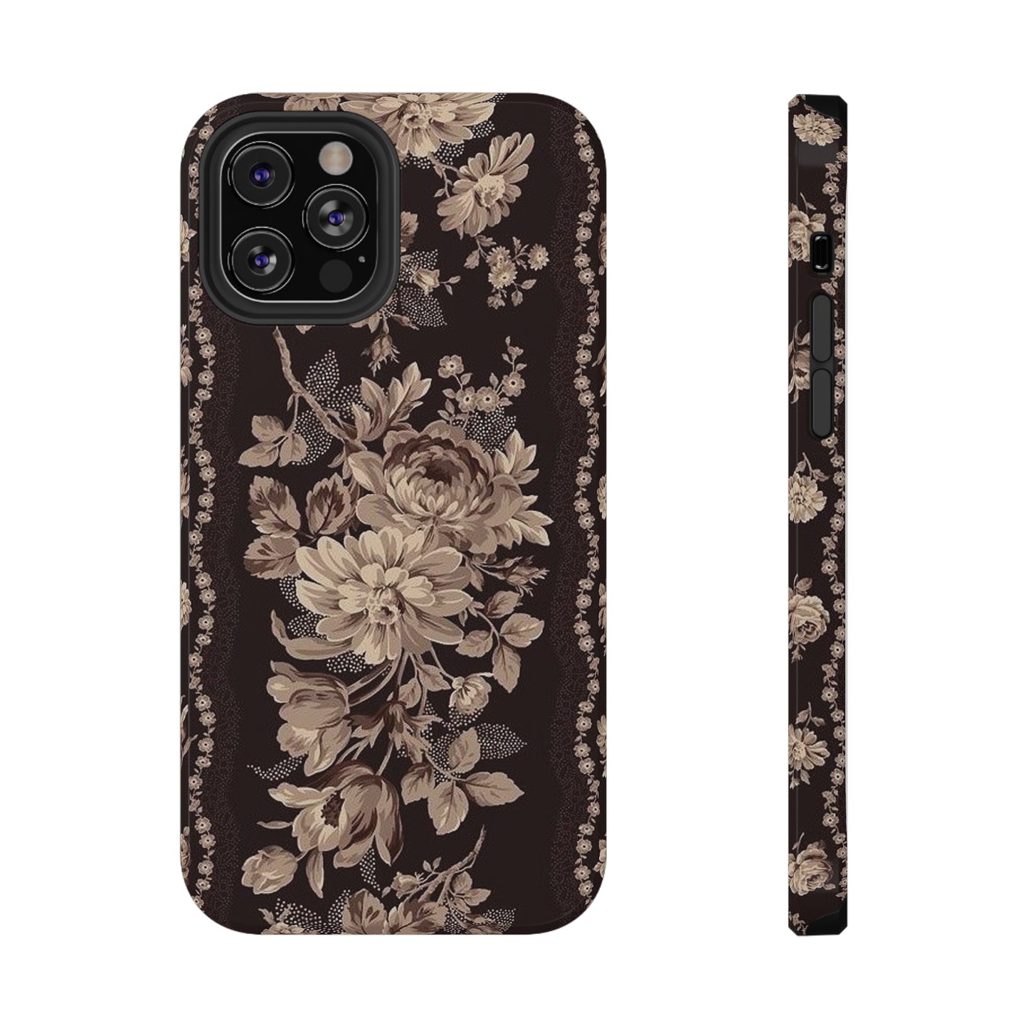 Cream Flower Print Impact-Resistant Cases