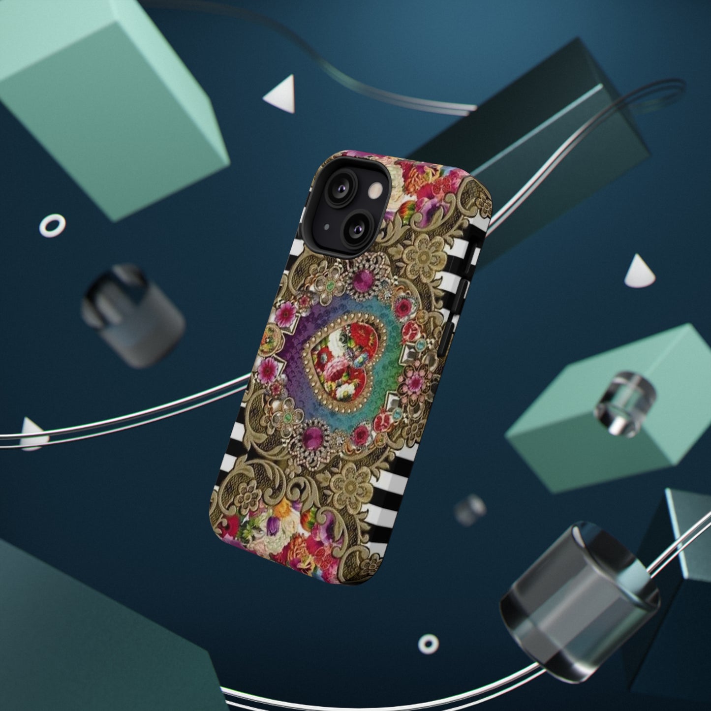 Jewel Heart Print Impact-Resistant Cases