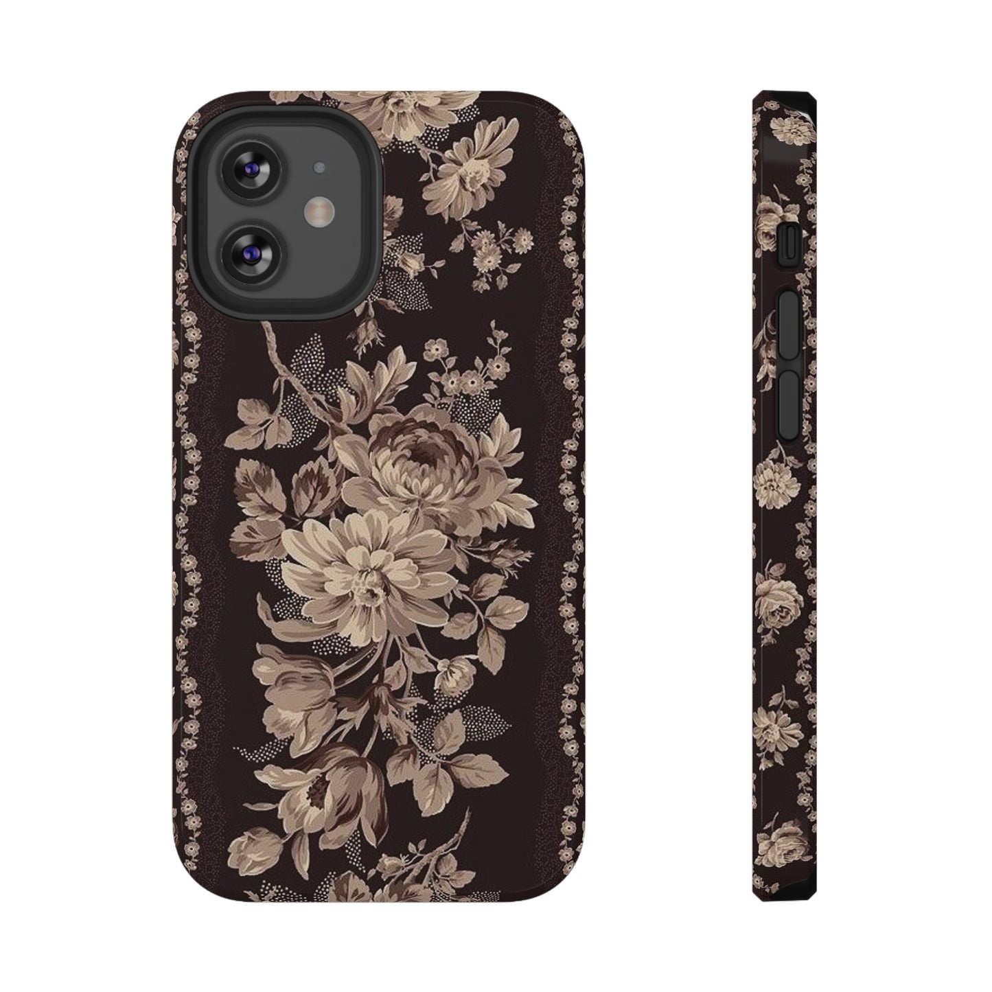 Cream Flower Print Impact-Resistant Cases