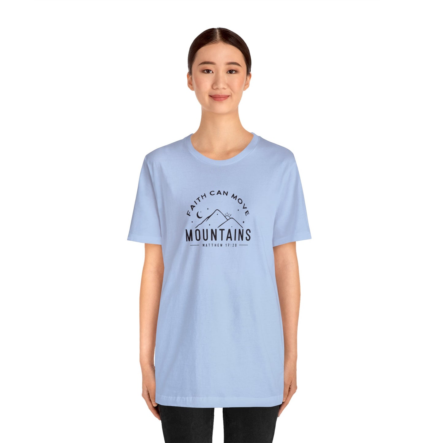 Faith Can Move Mountains Print Jersey Short Sleeve Tee