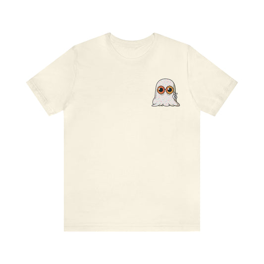 Hippie Halloween Ghost Print Jersey Short Sleeve Tee