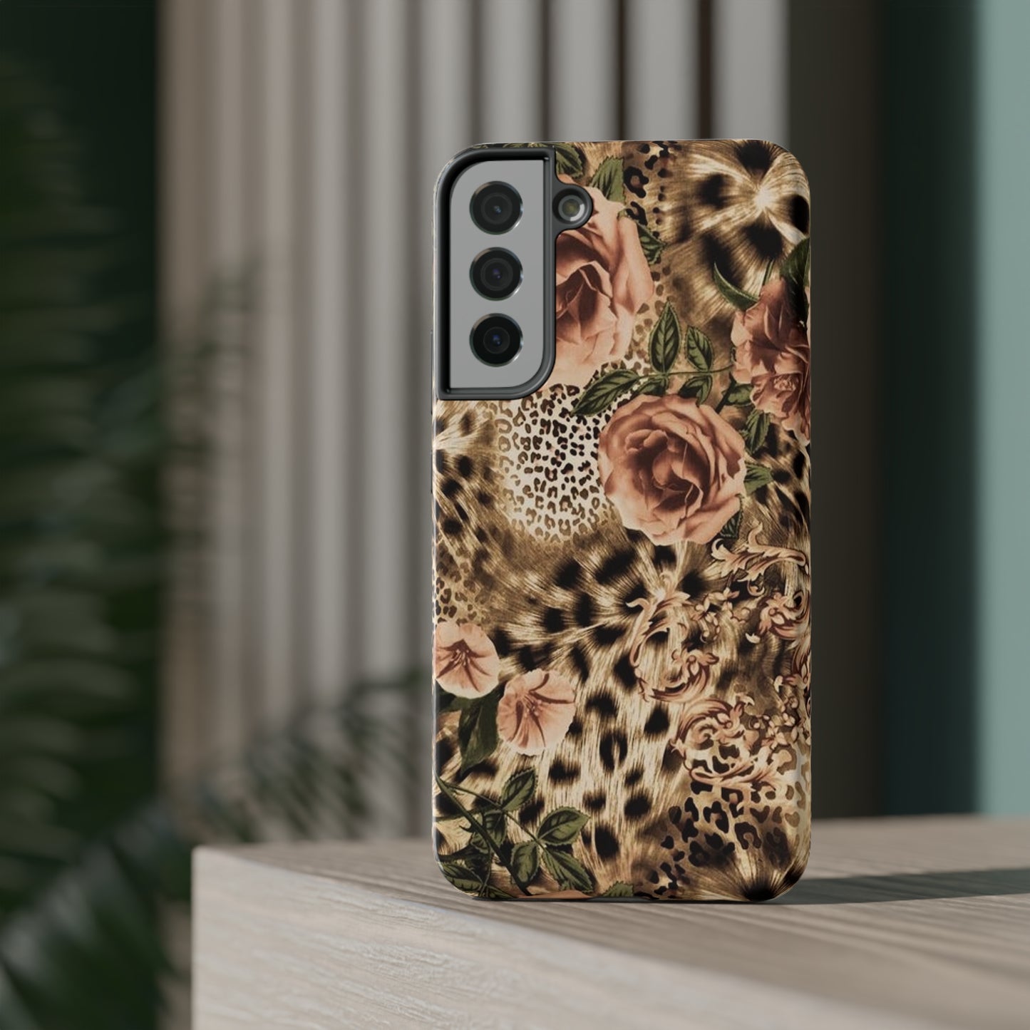 Leopard Rose Print Impact-Resistant Cases