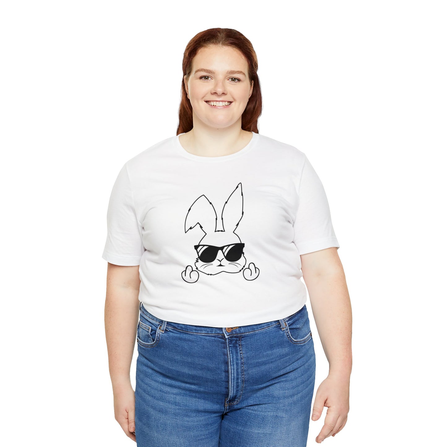 Flipping Bunny Print Jersey Short Sleeve Tee