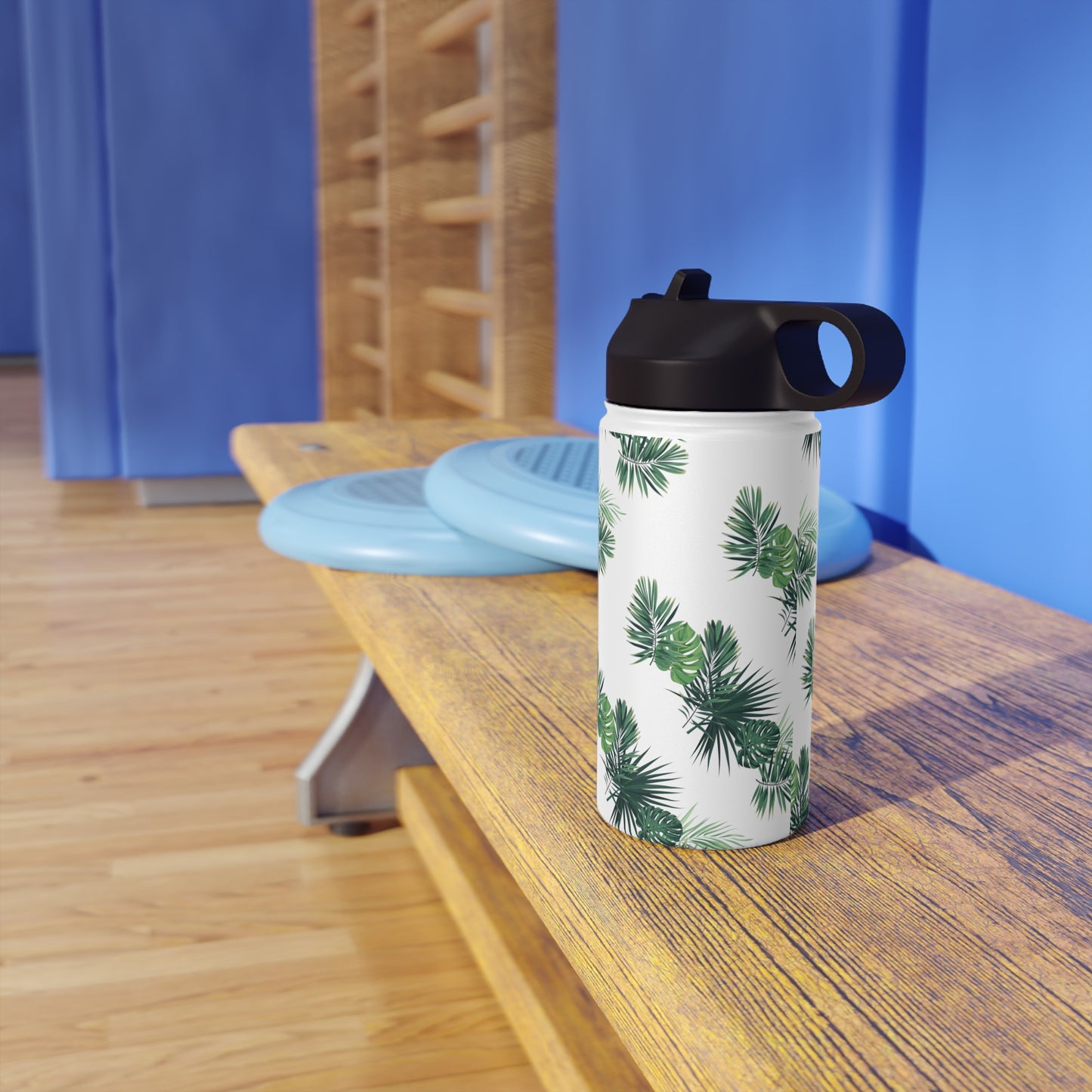 Palm Leaf Print, Stainless Steel Water Bottle, Standard Lid