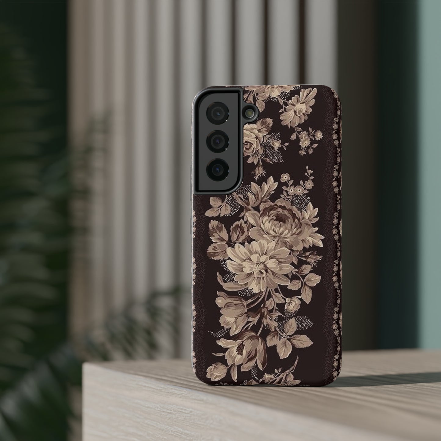 Cream Flower Print Impact-Resistant Cases