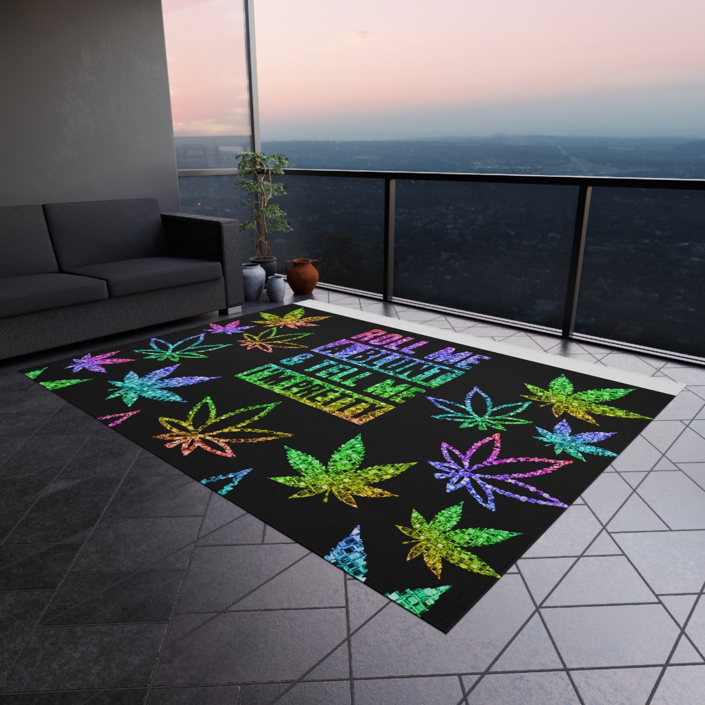 Roll Me One Print Outdoor Rug