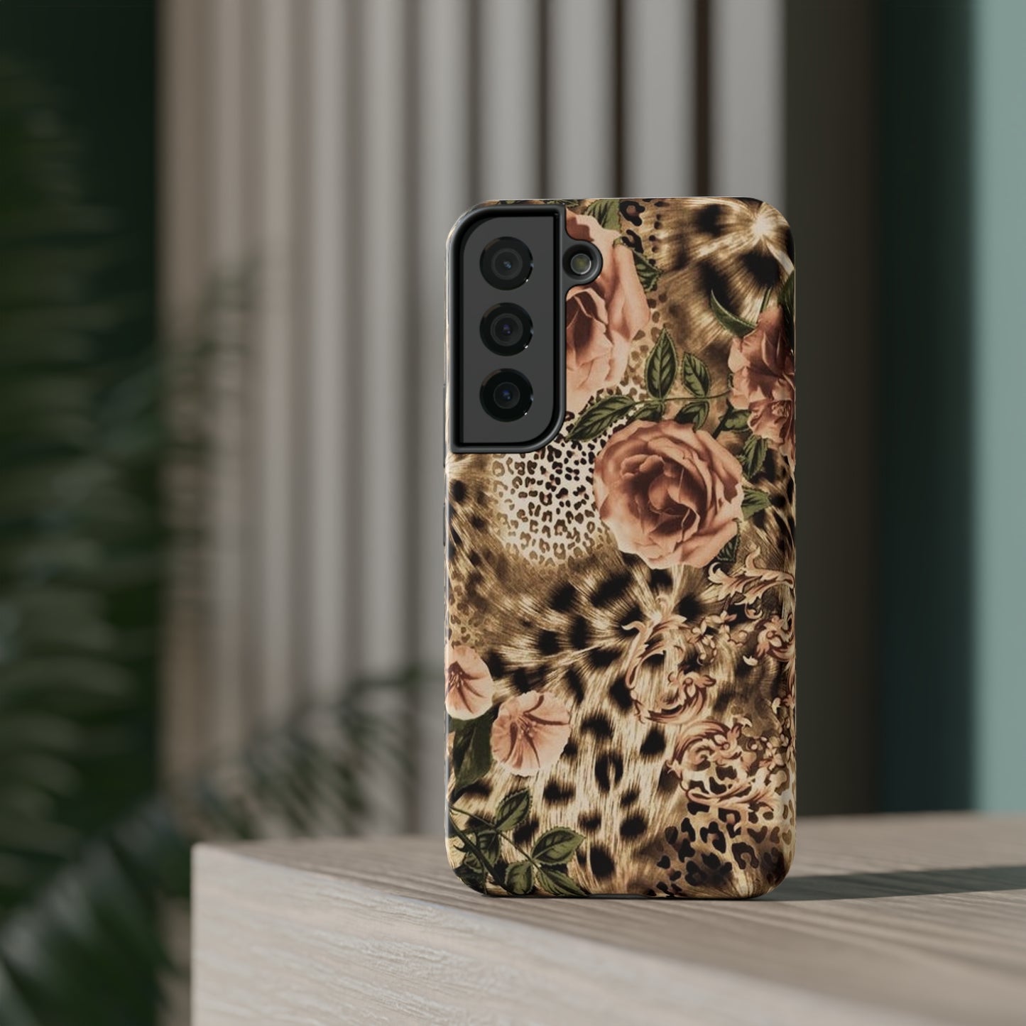 Leopard Rose Print Impact-Resistant Cases