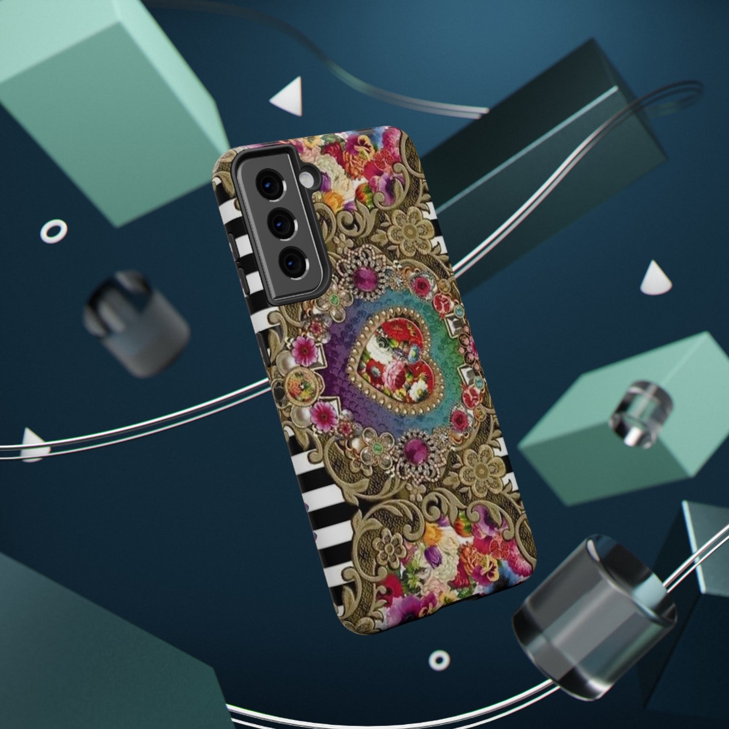 Jewel Heart Print Impact-Resistant Cases