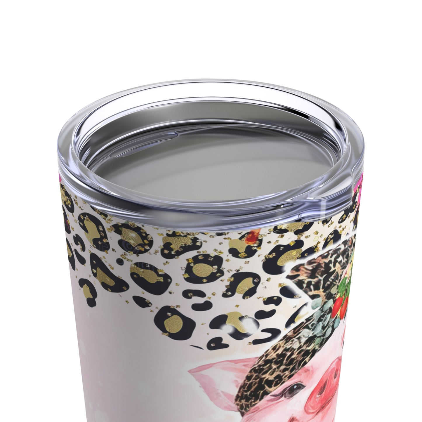 Flower Piglet Skinny Steel Tumbler with Straw, 20oz