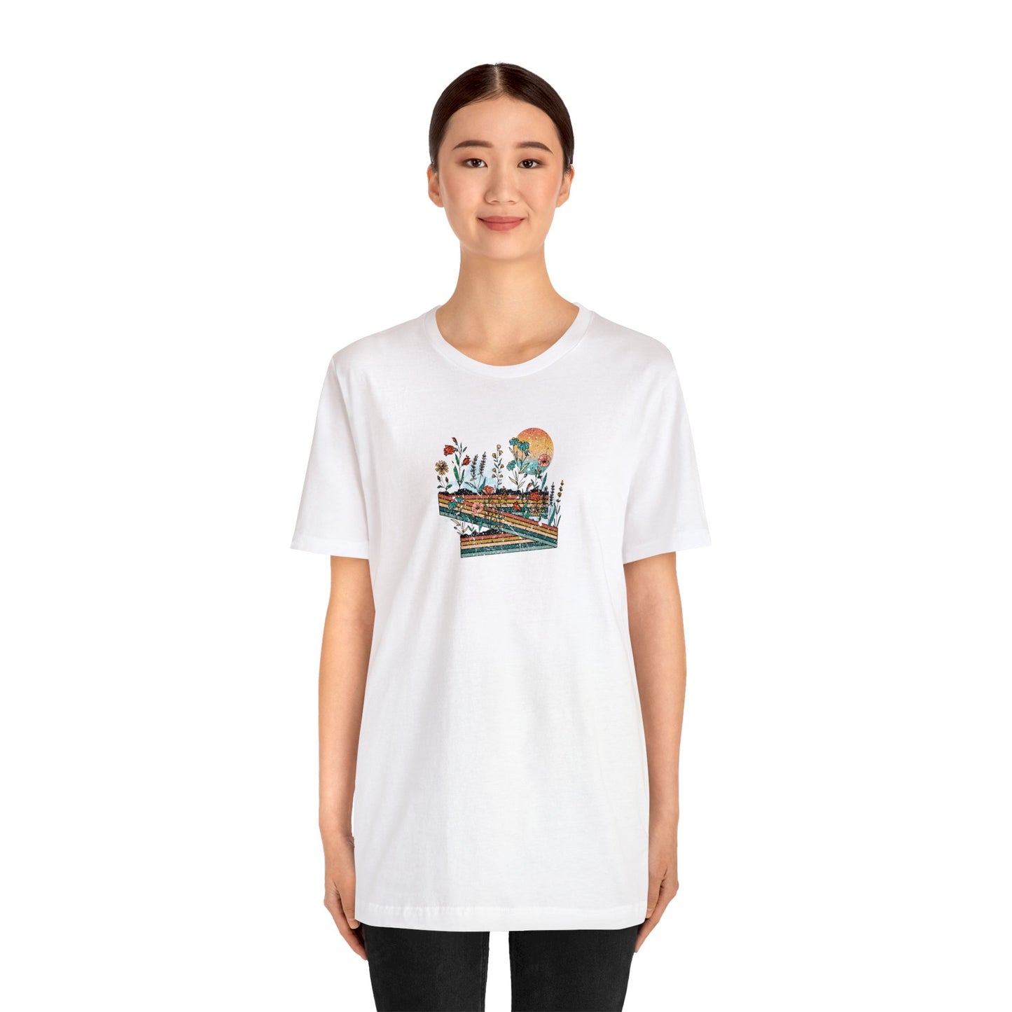 Retro Highway Print Jersey Short Sleeve Tee