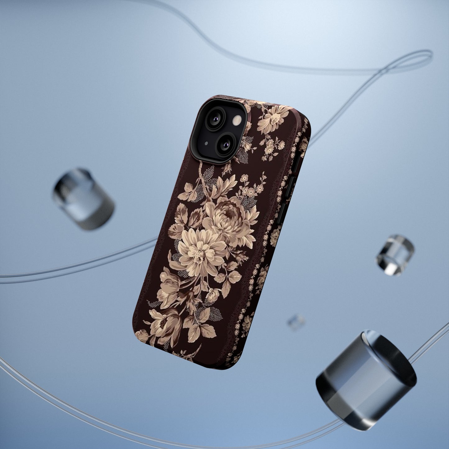 Cream Flower Print Impact-Resistant Cases