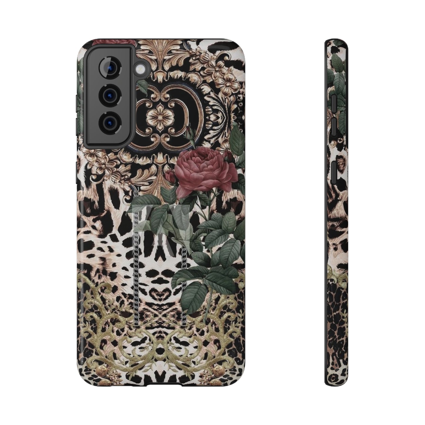 Rose Leopard Print Impact-Resistant Cases