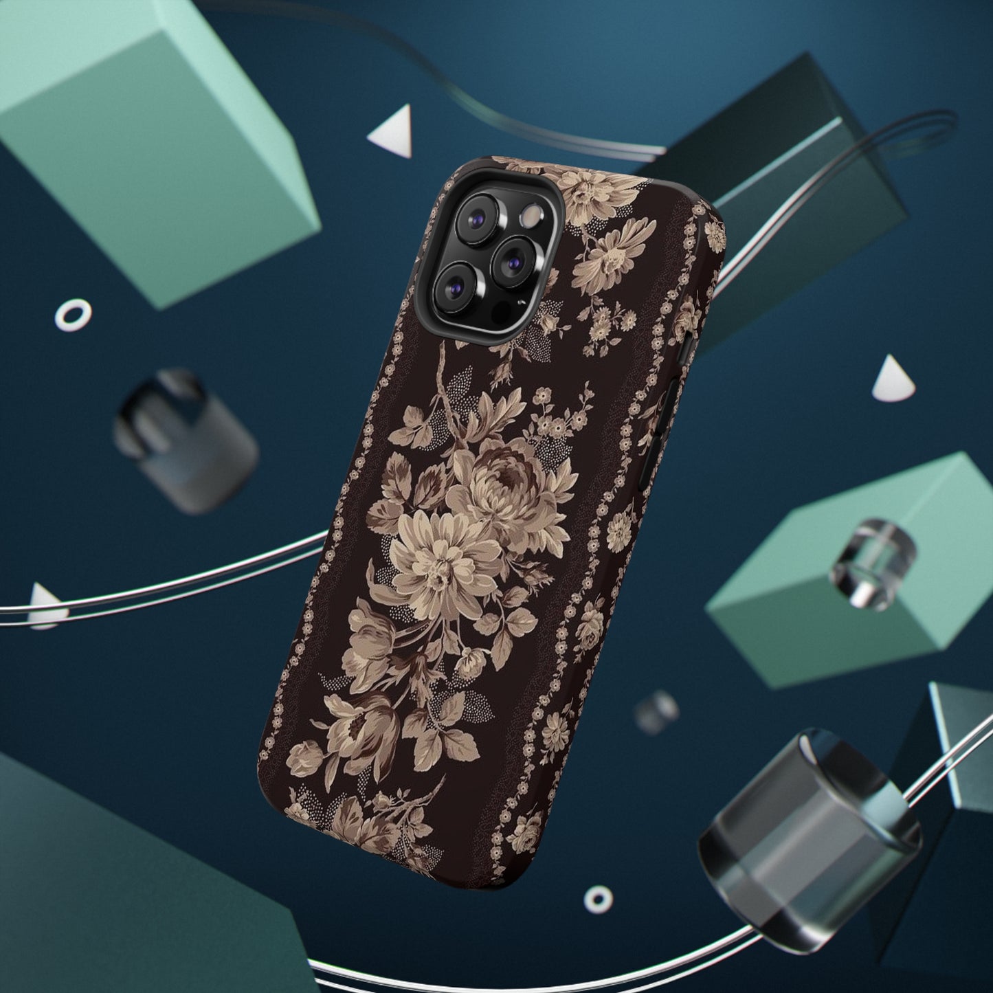 Cream Flower Print Impact-Resistant Cases