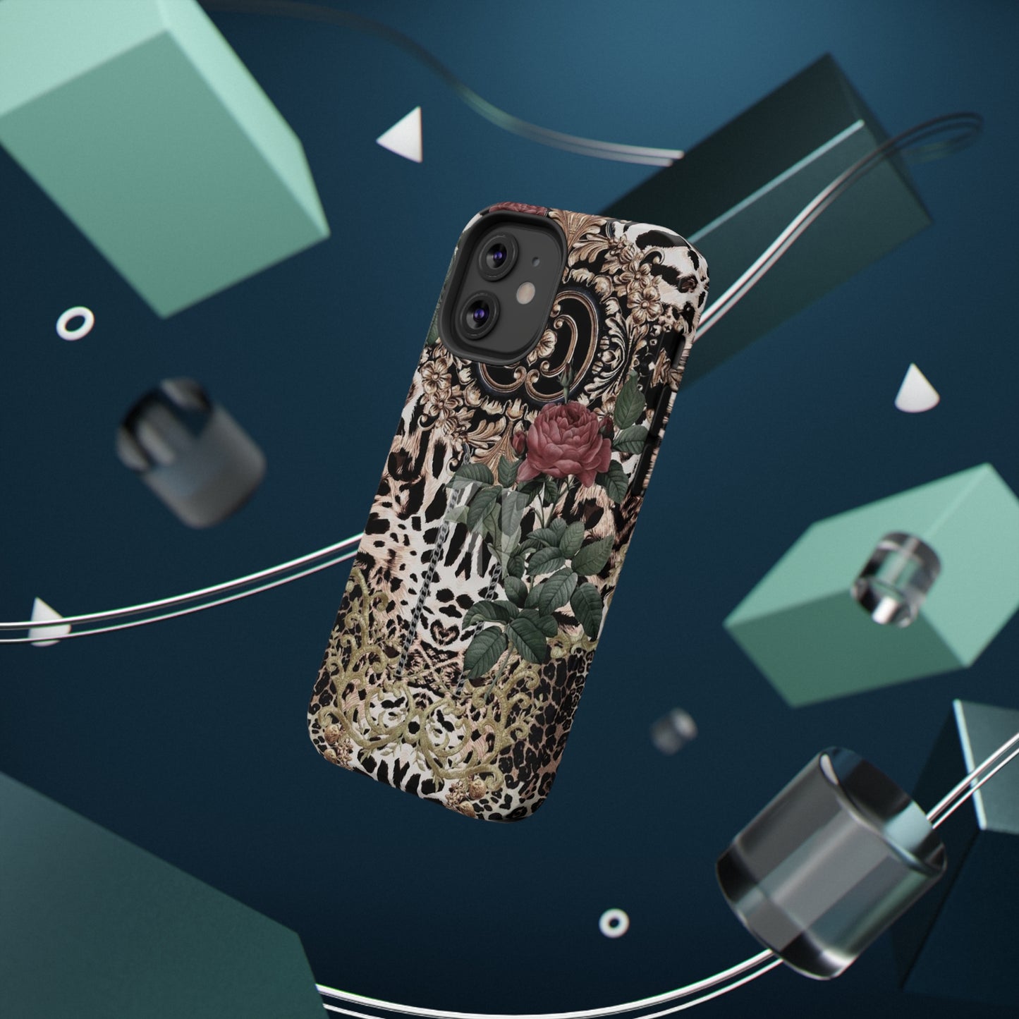 Rose Leopard Print Impact-Resistant Cases