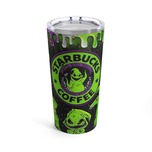 Nightmare Before Christmas Print, Skinny Steel Tumbler with Straw, 20oz