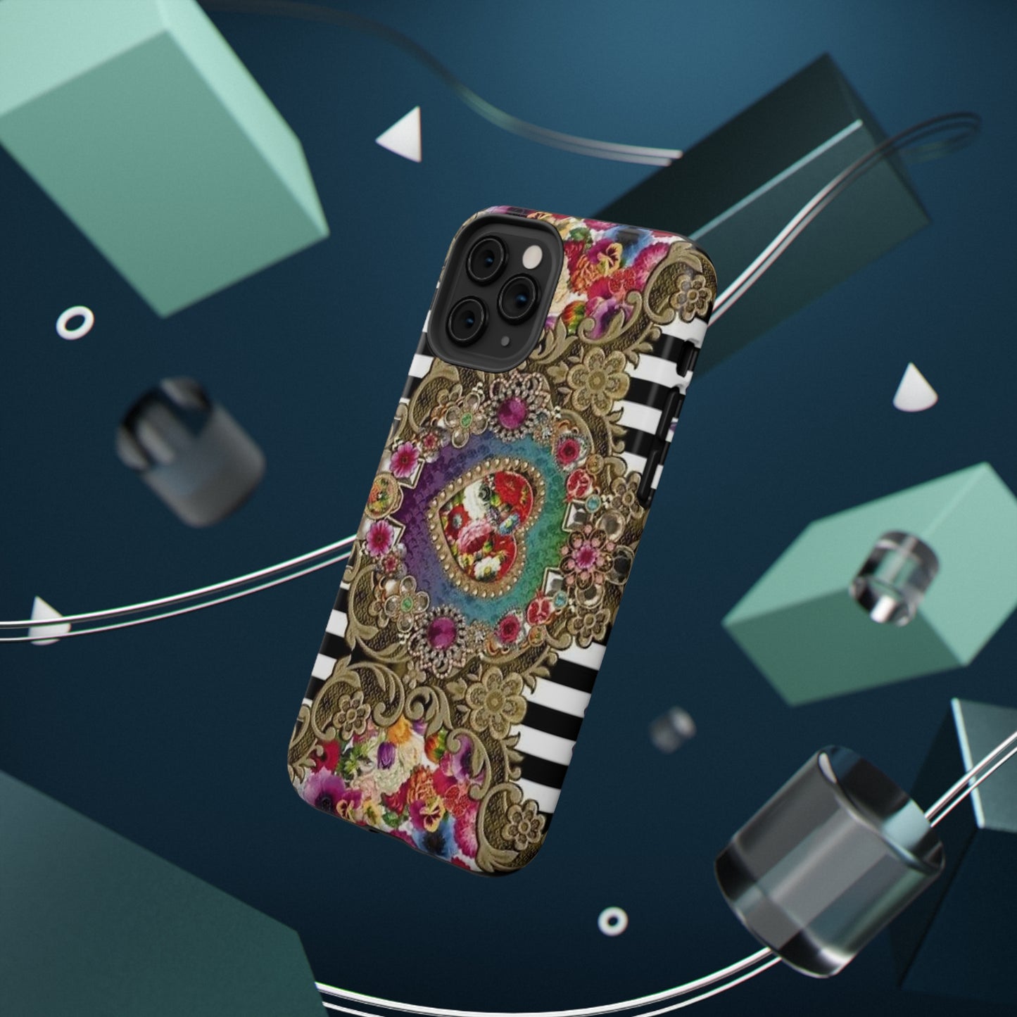 Jewel Heart Print Impact-Resistant Cases
