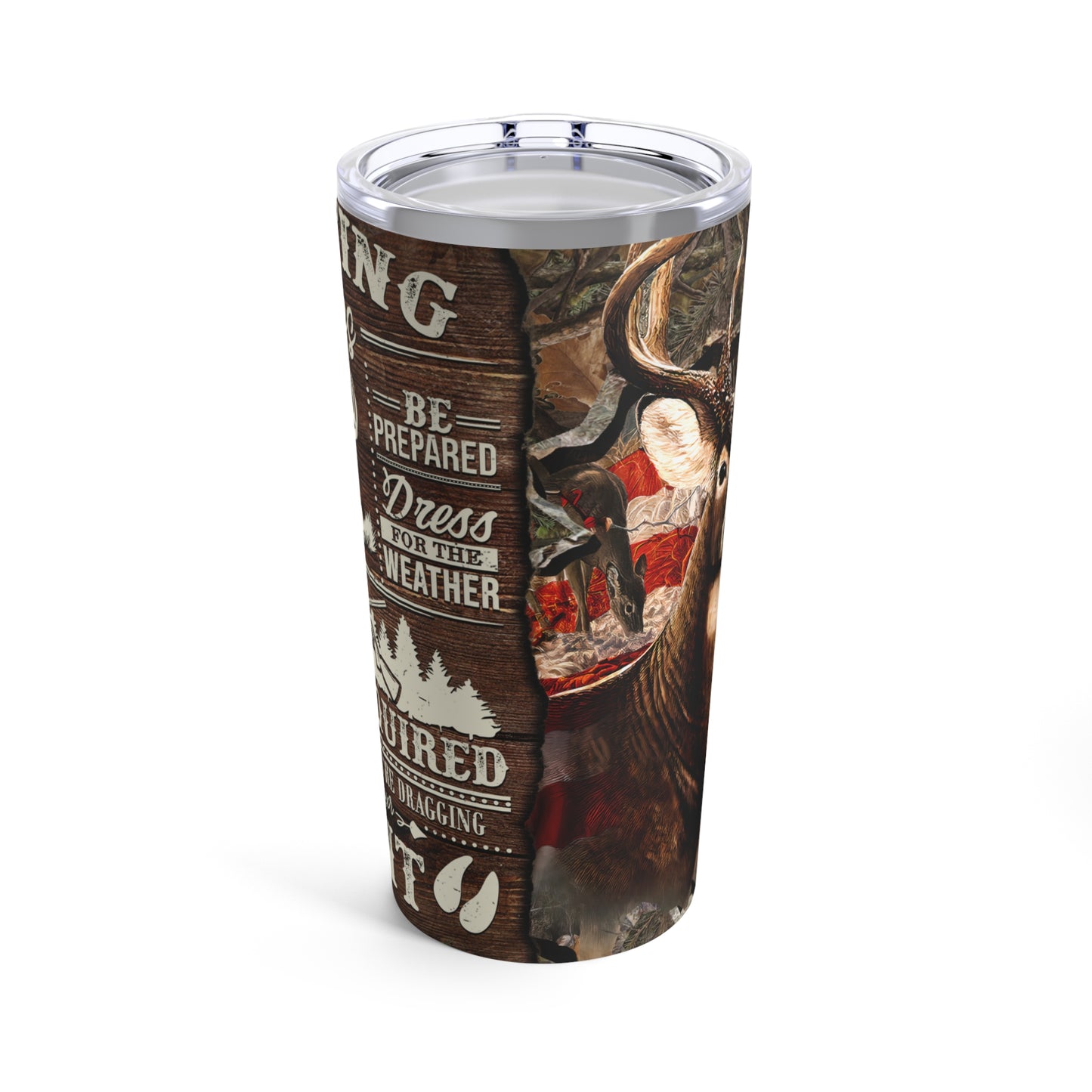 Hunting Rules Buck Skinny Steel Tumbler with Straw, 20oz