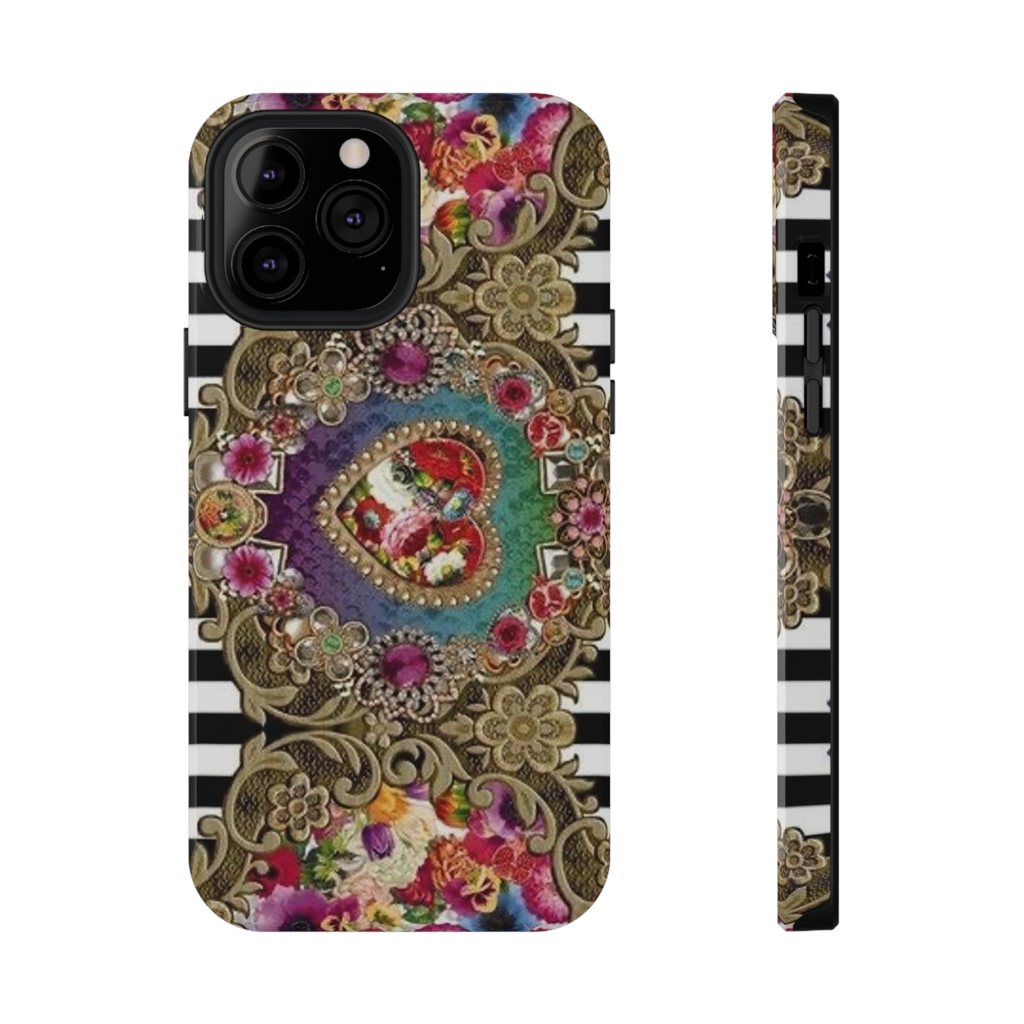 Jewel Heart Print Impact-Resistant Cases