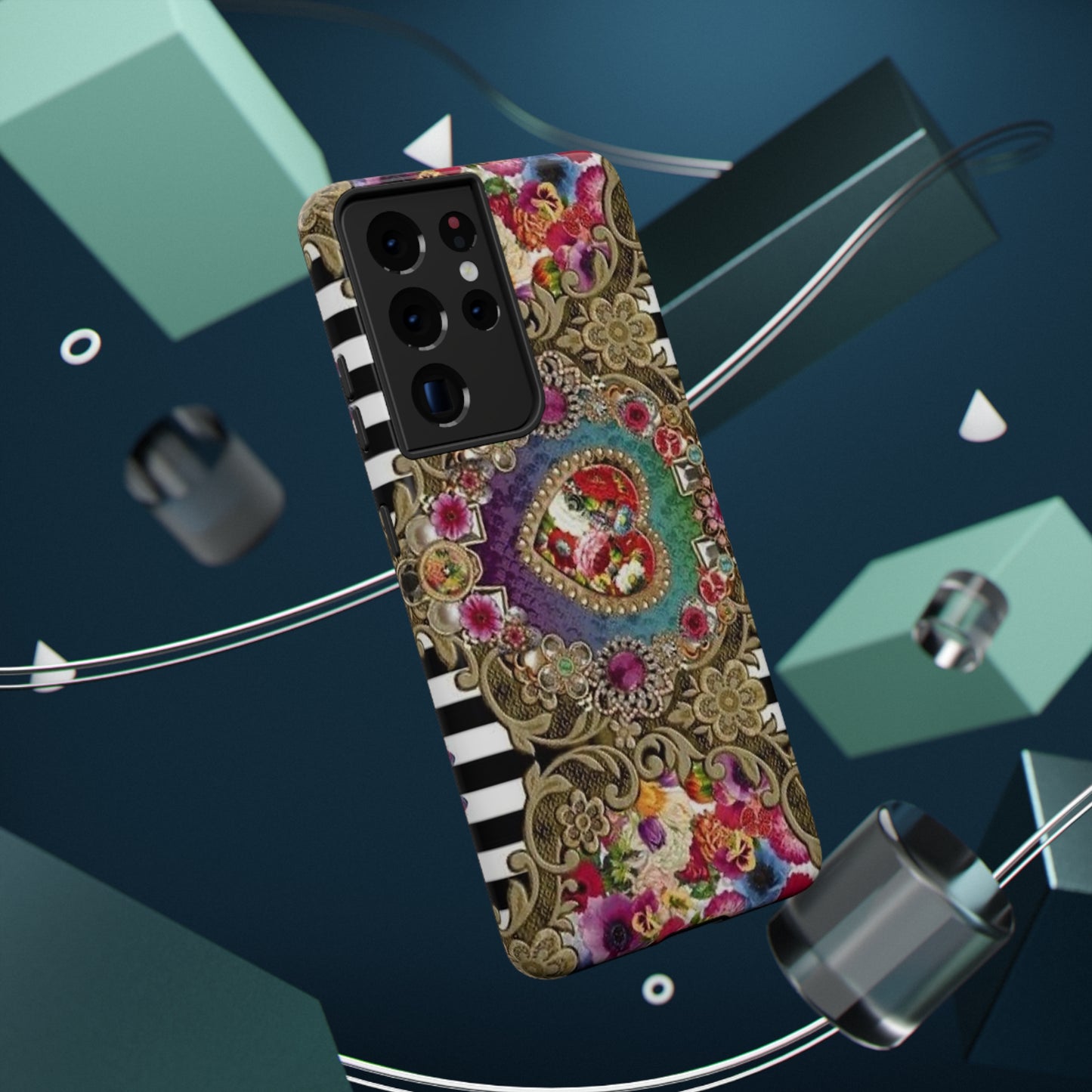 Jewel Heart Print Impact-Resistant Cases
