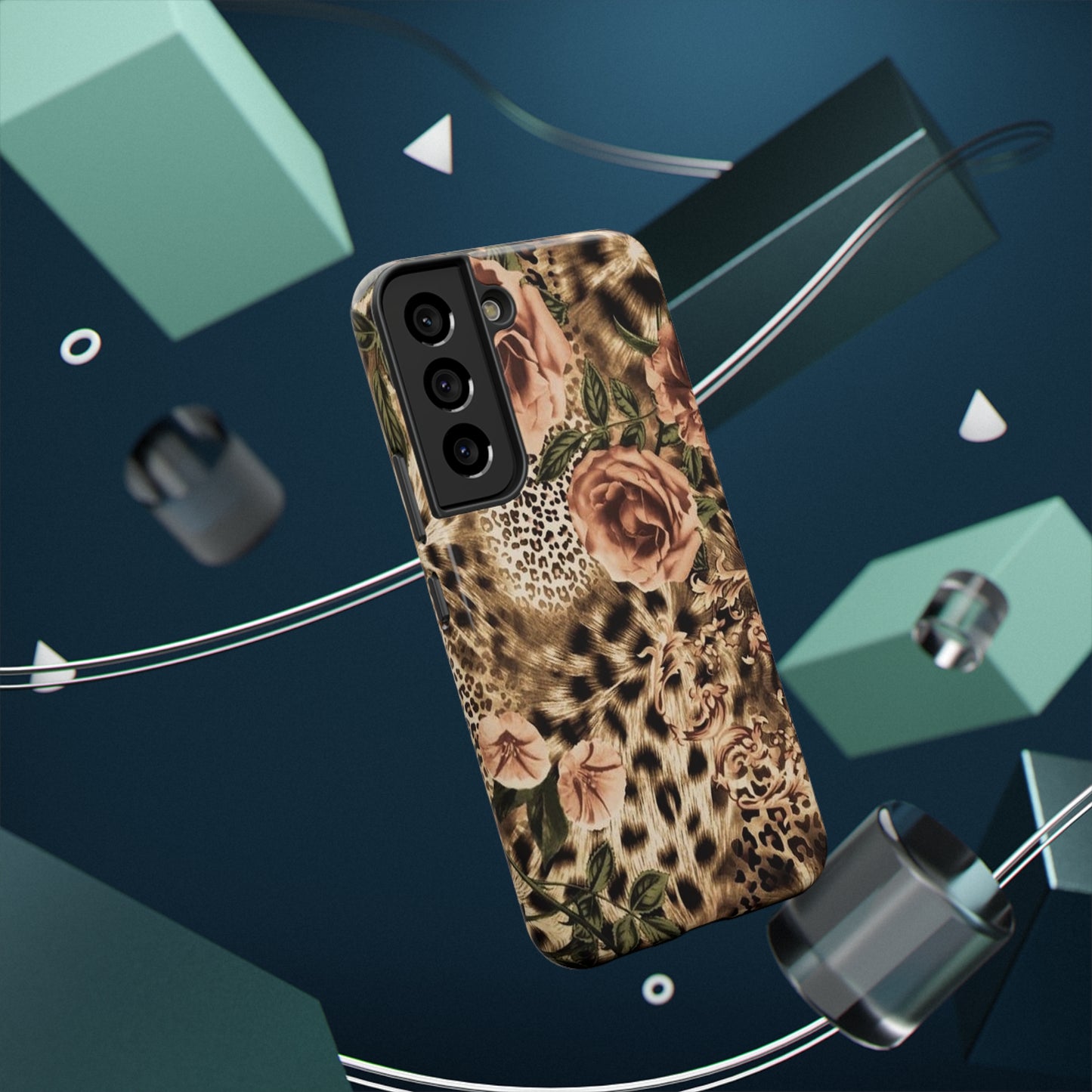 Leopard Rose Print Impact-Resistant Cases