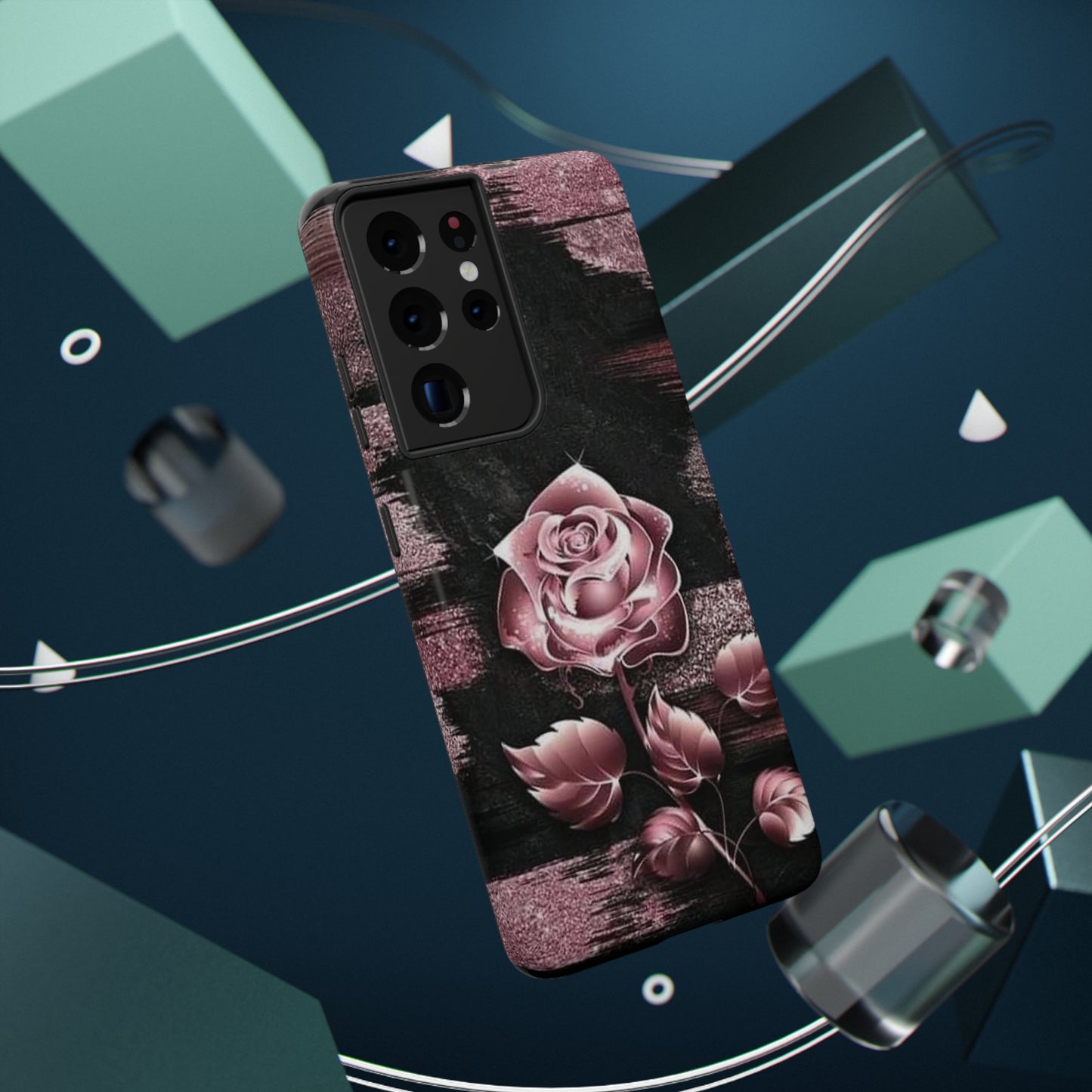 Pink Rose Print Impact-Resistant Cases