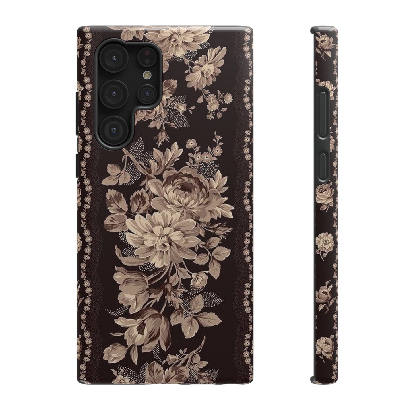 Cream Flower Print Impact-Resistant Cases