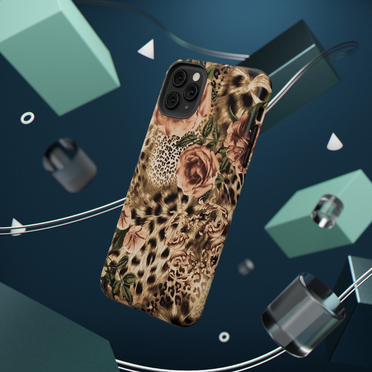 Leopard Rose Print Impact-Resistant Cases