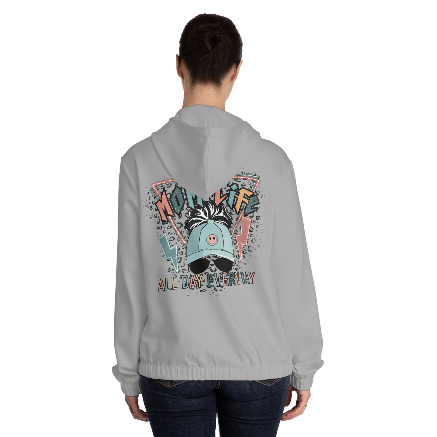 Mom Life Print Women Full-Zip Hoodie (AOP)