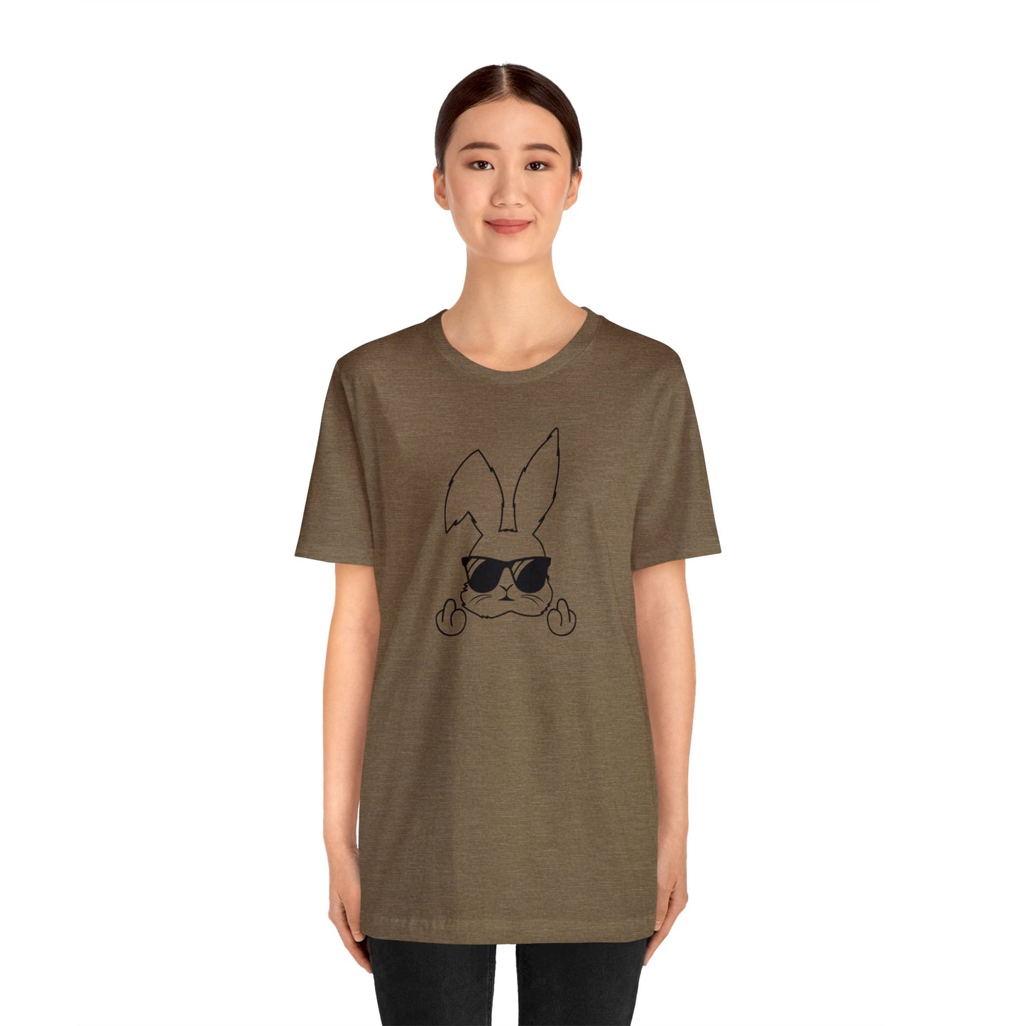 Flipping Bunny Print Jersey Short Sleeve Tee