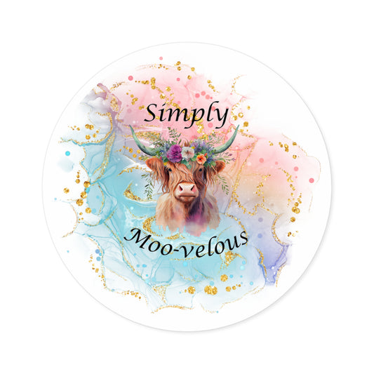 Simply Moo-Velous, Round Stickers, IndoorOutdoor