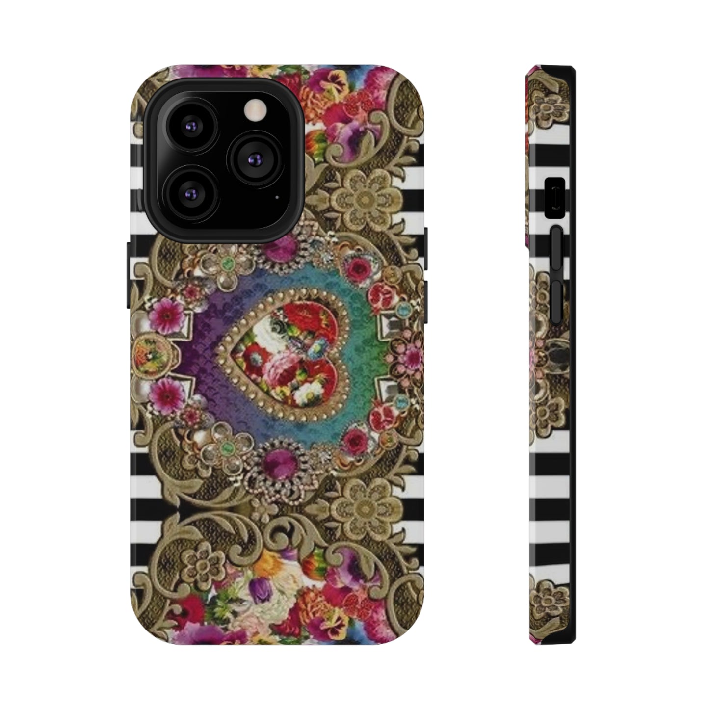 Jewel Heart Print Impact-Resistant Cases