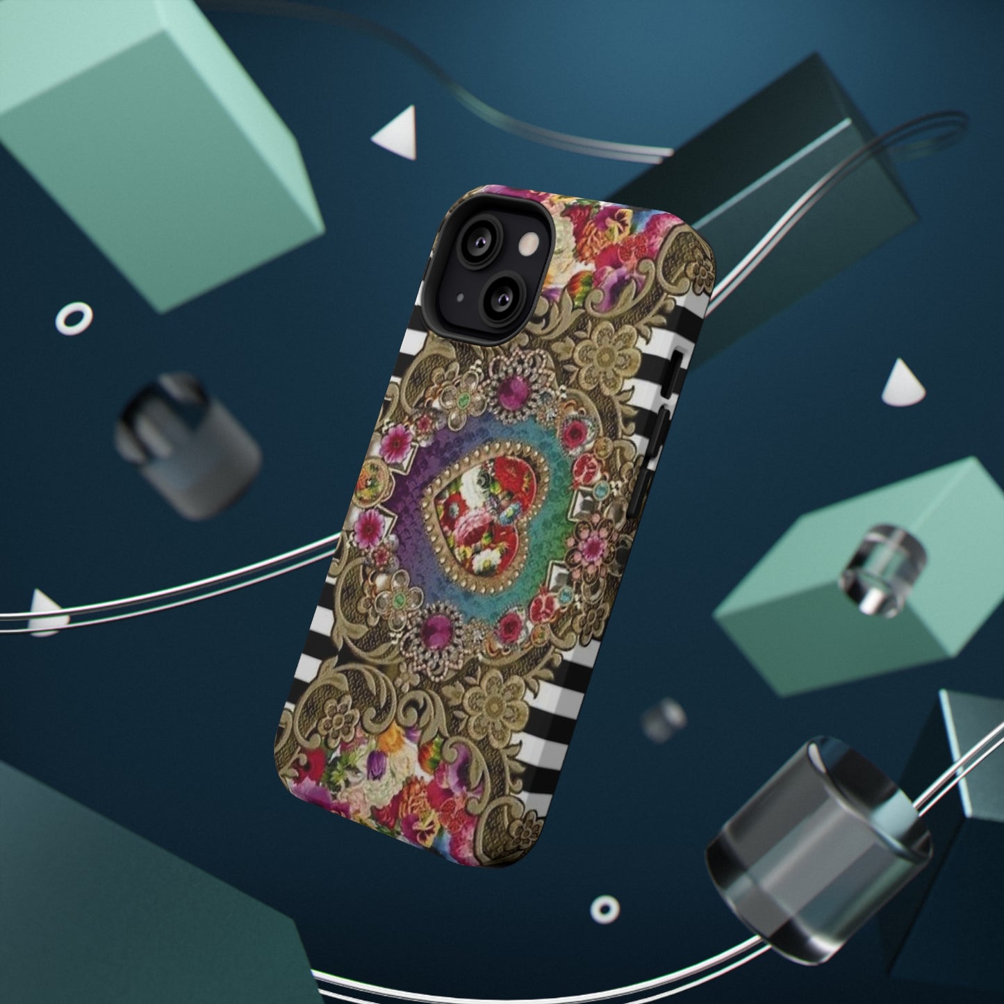 Jewel Heart Print Impact-Resistant Cases