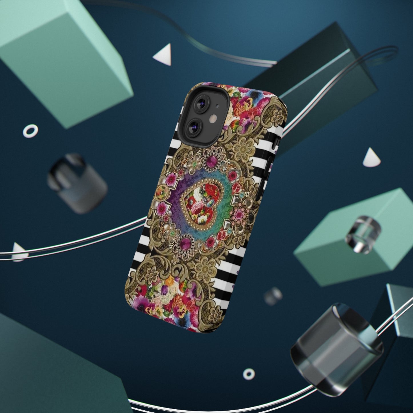Jewel Heart Print Impact-Resistant Cases