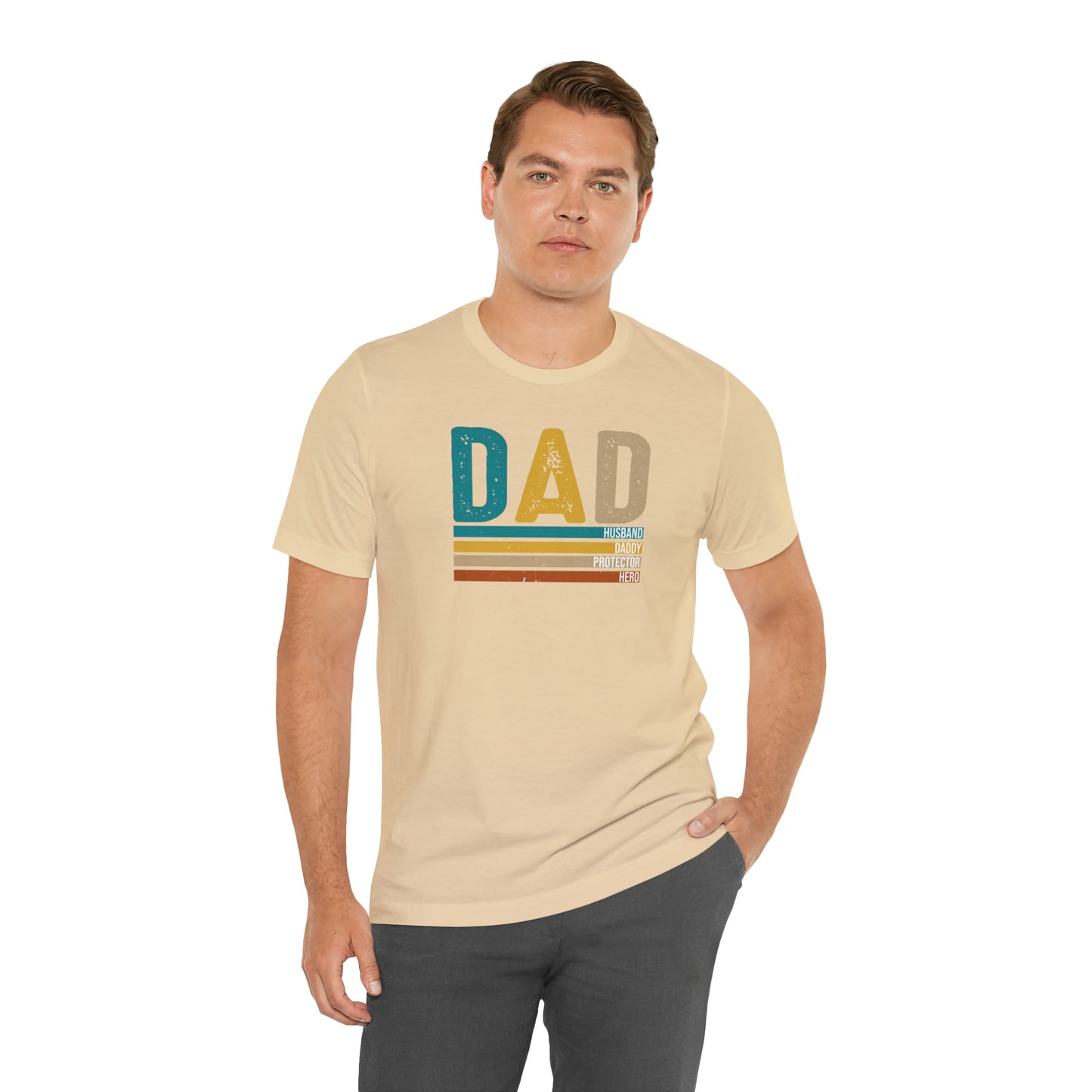 Dad, Husband, Daddy, Protector, Hero Print Jersey Short Sleeve Tee
