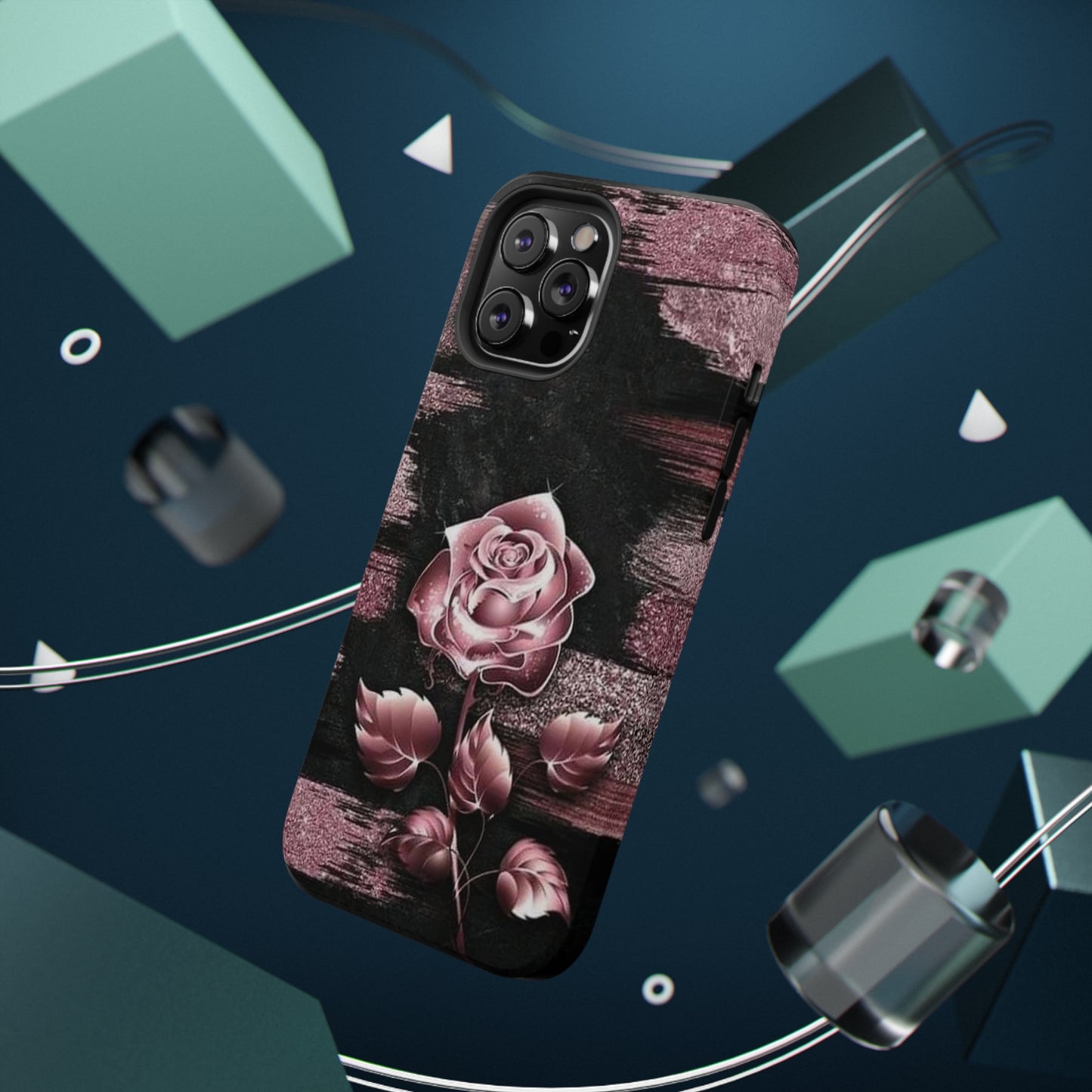 Pink Rose Print Impact-Resistant Cases