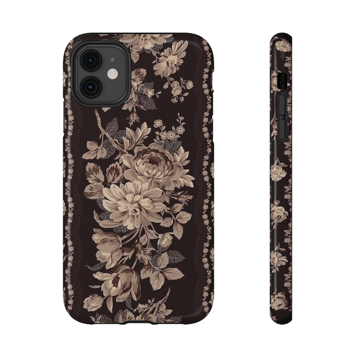 Cream Flower Print Impact-Resistant Cases