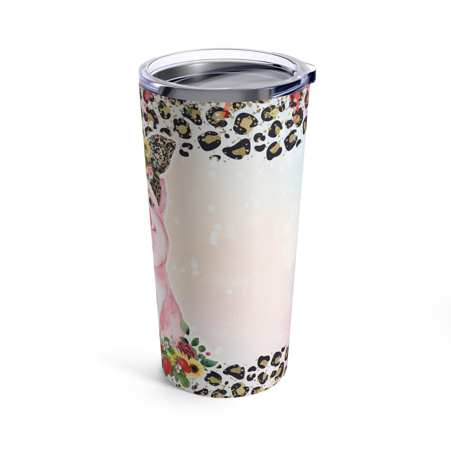Flower Piglet Skinny Steel Tumbler with Straw, 20oz