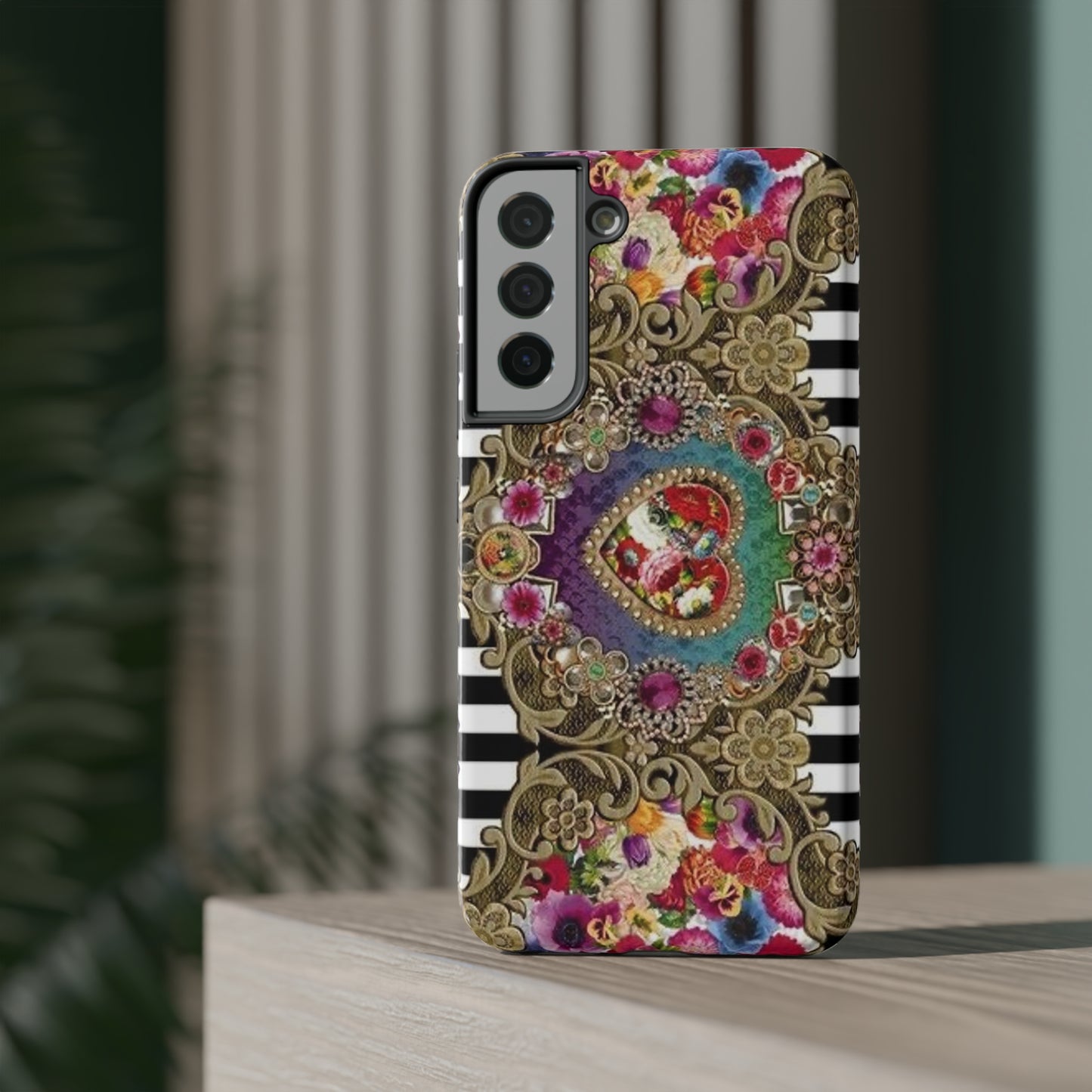 Jewel Heart Print Impact-Resistant Cases