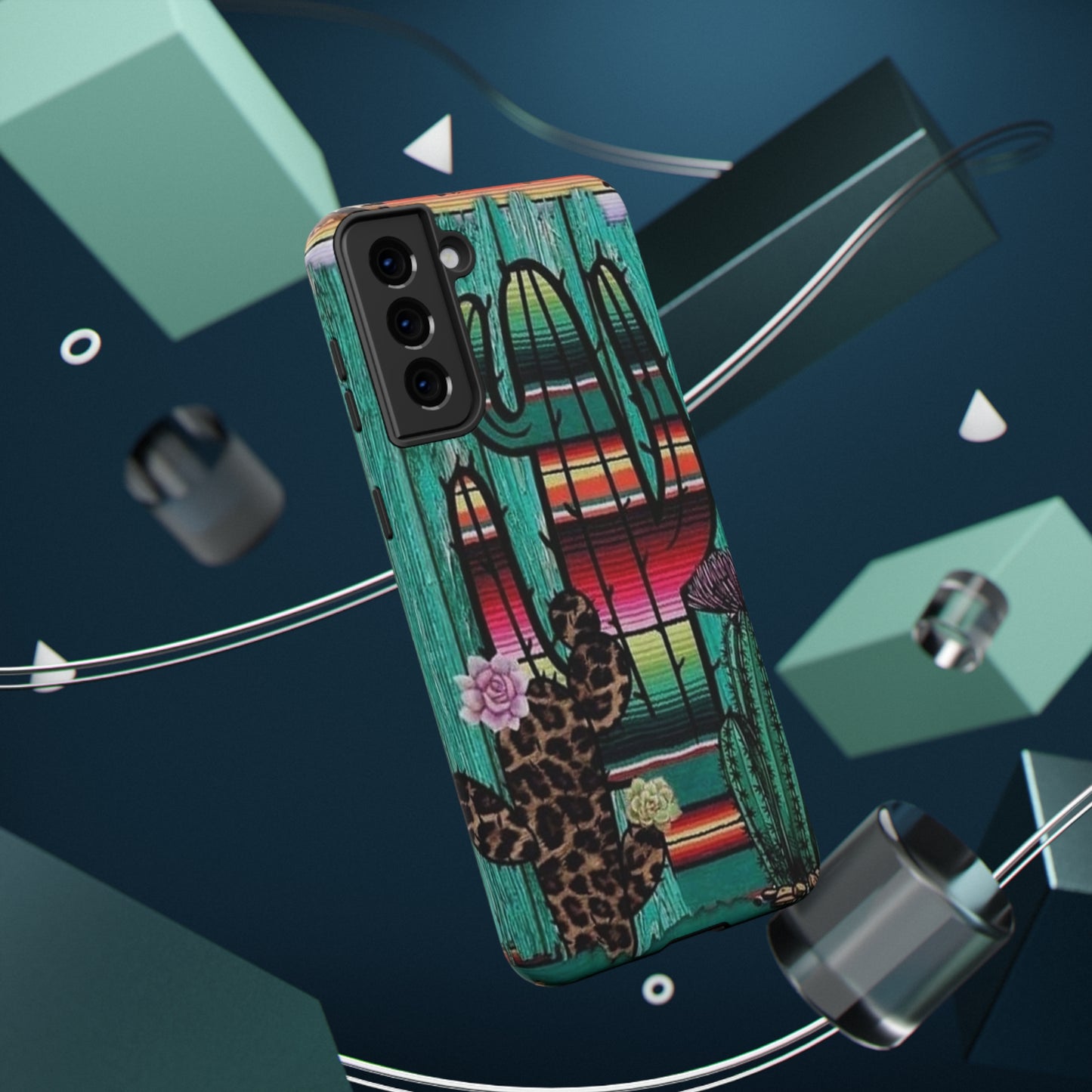 Three Cactus Print Impact-Resistant Cases